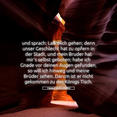 Picture 05 - 1 Samuel 20:29 LUTH1912 - und sprach: Laß mich gehen; denn unser - Bible Verse Picture