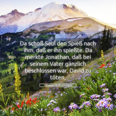 Picture 05 - 1 Samuel 20:33 LUTH1912 - Da schoß Saul den Spieß nach ihm, daß er ihn - Bible Verse Picture