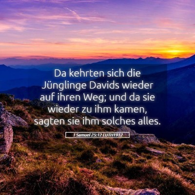 Picture 05 - 1 Samuel 25:12 LUTH1912 - Da kehrten sich die Jünglinge Davids wieder auf - Bible Verse Picture