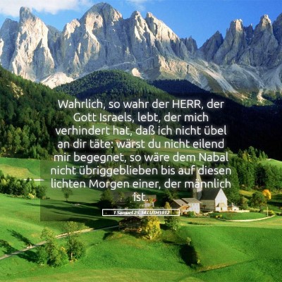 Picture 05 - 1 Samuel 25:34 LUTH1912 - Wahrlich, so wahr der HERR, der Gott Israels, - Bible Verse Picture