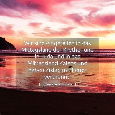Picture 05 - 1 Samuel 30:14 LUTH1912 - Wir sind eingefallen in das Mittagsland der - Bible Verse Picture