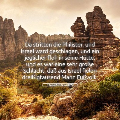 Picture 05 - 1 Samuel 4:10 LUTH1912 - Da stritten die Philister, und Israel ward - Bible Verse Picture