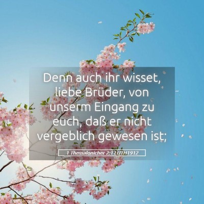 Picture 05 - 1 Thessalonicher 2:1 LUTH1912 - Denn auch ihr wisset, liebe Brüder, von unserm - Bible Verse Picture