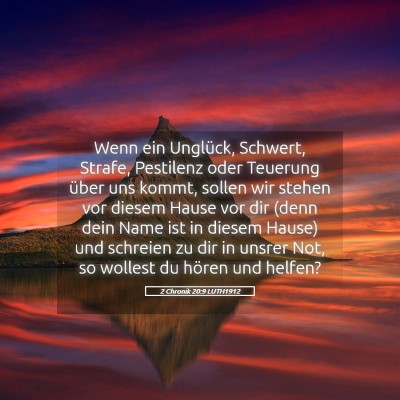 Picture 05 - 2 Chronik 20:9 LUTH1912 - Wenn ein Unglück, Schwert, Strafe, Pestilenz - Bible Verse Picture