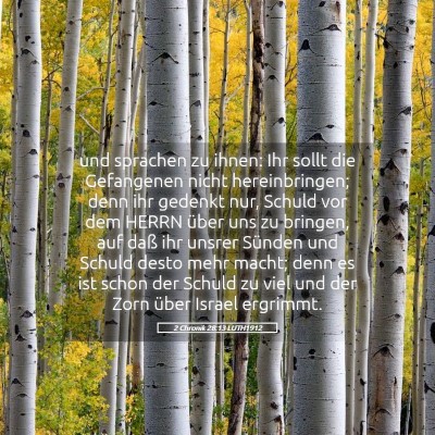 Picture 05 - 2 Chronik 28:13 LUTH1912 - und sprachen zu ihnen: Ihr sollt die Gefangenen - Bible Verse Picture