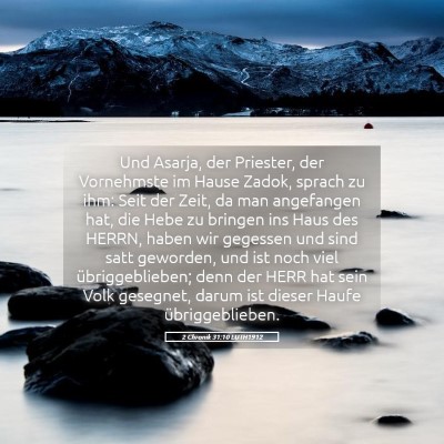 Picture 05 - 2 Chronik 31:10 LUTH1912 - Und Asarja, der Priester, der Vornehmste im Hause - Bible Verse Picture