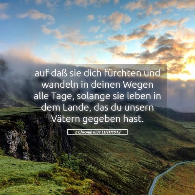 Picture 05 - 2 Chronik 6:31 LUTH1912 - auf daß sie dich fürchten und wandeln in deinen - Bible Verse Picture