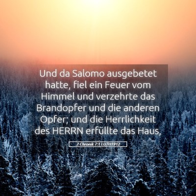 Picture 05 - 2 Chronik 7:1 LUTH1912 - Und da Salomo ausgebetet hatte, fiel ein Feuer - Bible Verse Picture