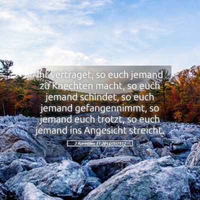 Picture 05 - 2 Korinther 11:20 LUTH1912 - Ihr vertraget, so euch jemand zu Knechten macht, - Bible Verse Picture