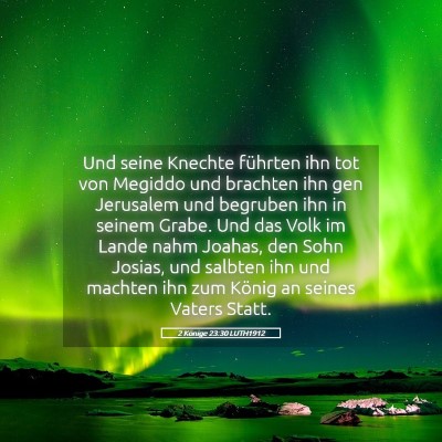 Picture 05 - 2 Könige 23:30 LUTH1912 - Und seine Knechte führten ihn tot von Megiddo - Bible Verse Picture