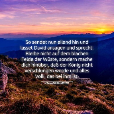 Picture 05 - 2 Samuel 17:16 LUTH1912 - So sendet nun eilend hin und lasset David ansagen - Bible Verse Picture