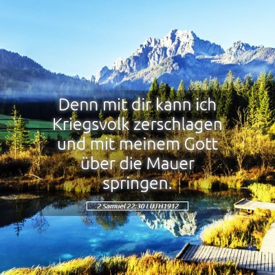 Picture 05 - 2 Samuel 22:30 LUTH1912 - Denn mit dir kann ich Kriegsvolk zerschlagen und - Bible Verse Picture