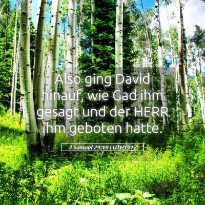 Picture 05 - 2 Samuel 24:19 LUTH1912 - Also ging David hinauf, wie Gad ihm gesagt und - Bible Verse Picture