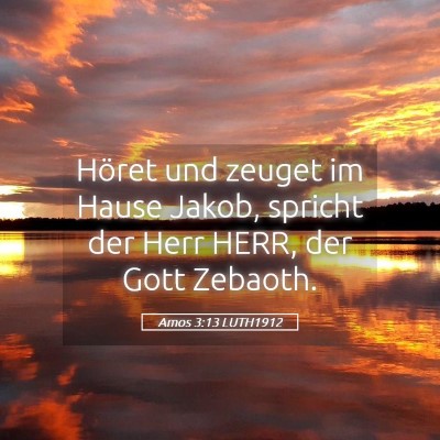 Picture 05 - Amos 3:13 LUTH1912 - Höret und zeuget im Hause Jakob, spricht der - Bible Verse Picture