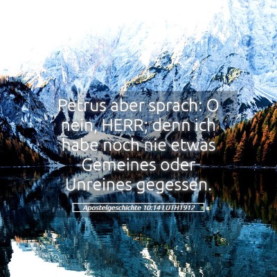 Picture 05 - Apostelgeschichte 10:14 LUTH1912 - Petrus aber sprach: O nein, HERR; denn ich habe - Bible Verse Picture
