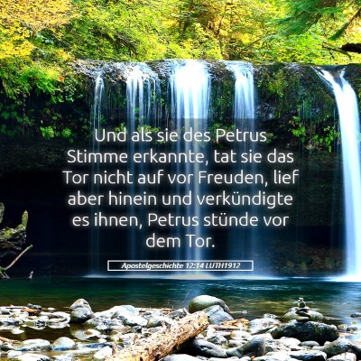 Picture 05 - Apostelgeschichte 12:14 LUTH1912 - Und als sie des Petrus Stimme erkannte, tat sie - Bible Verse Picture