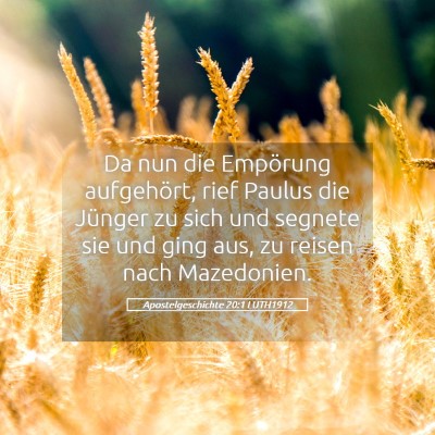 Picture 05 - Apostelgeschichte 20:1 LUTH1912 - Da nun die Empörung aufgehört, rief Paulus die - Bible Verse Picture