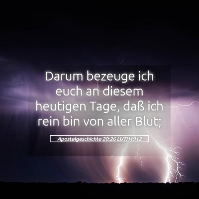 Picture 05 - Apostelgeschichte 20:26 LUTH1912 - Darum bezeuge ich euch an diesem heutigen Tage, - Bible Verse Picture