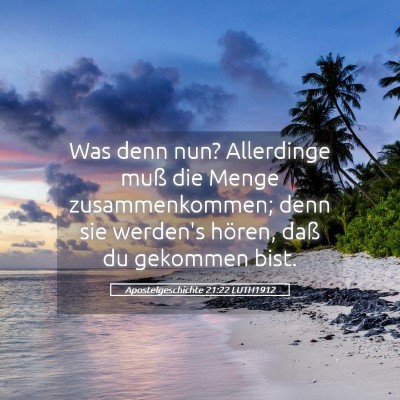 Picture 05 - Apostelgeschichte 21:22 LUTH1912 - Was denn nun? Allerdinge muß die Menge - Bible Verse Picture