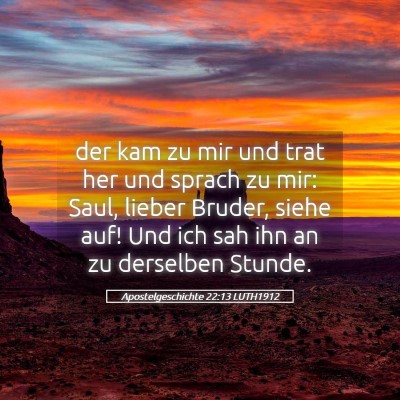 Picture 05 - Apostelgeschichte 22:13 LUTH1912 - der kam zu mir und trat her und sprach zu mir: - Bible Verse Picture