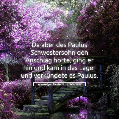 Picture 05 - Apostelgeschichte 23:16 LUTH1912 - Da aber des Paulus Schwestersohn den Anschlag - Bible Verse Picture