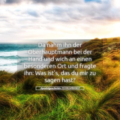 Picture 05 - Apostelgeschichte 23:19 LUTH1912 - Da nahm ihn der Oberhauptmann bei der Hand und - Bible Verse Picture