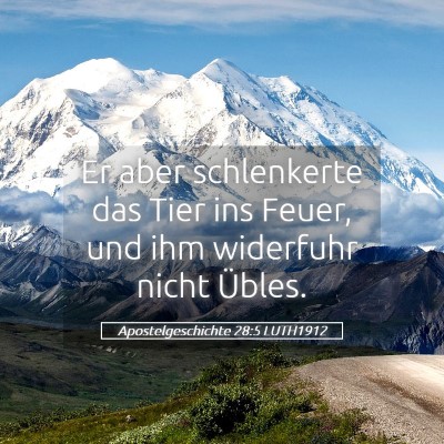 Picture 05 - Apostelgeschichte 28:5 LUTH1912 - Er aber schlenkerte das Tier ins Feuer, und ihm - Bible Verse Picture