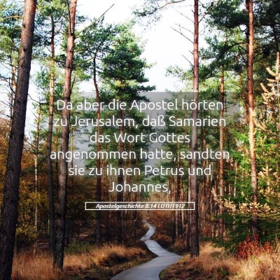 Picture 05 - Apostelgeschichte 8:14 LUTH1912 - Da aber die Apostel hörten zu Jerusalem, daß - Bible Verse Picture