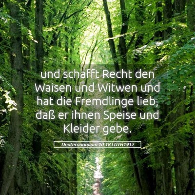 Picture 05 - Deuteronomium 10:18 LUTH1912 - und schafft Recht den Waisen und Witwen und hat - Bible Verse Picture
