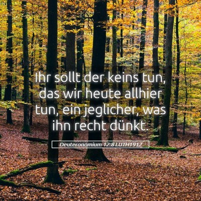 Picture 05 - Deuteronomium 12:8 LUTH1912 - Ihr sollt der keins tun, das wir heute allhier - Bible Verse Picture