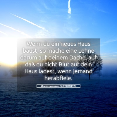 Picture 05 - Deuteronomium 22:8 LUTH1912 - Wenn du ein neues Haus baust, so mache eine Lehne - Bible Verse Picture