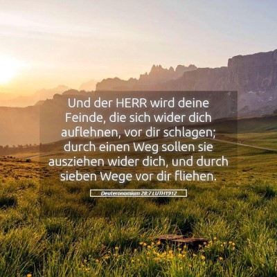 Picture 05 - Deuteronomium 28:7 LUTH1912 - Und der HERR wird deine Feinde, die sich wider - Bible Verse Picture