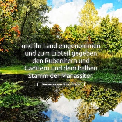 Picture 05 - Deuteronomium 29:8 LUTH1912 - und ihr Land eingenommen und zum Erbteil gegeben - Bible Verse Picture