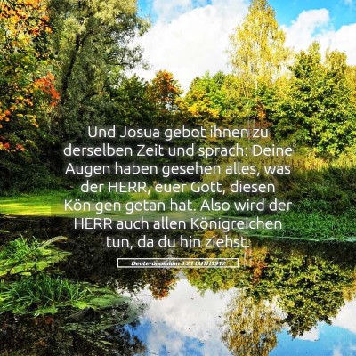 Picture 05 - Deuteronomium 3:21 LUTH1912 - Und Josua gebot ihnen zu derselben Zeit und - Bible Verse Picture