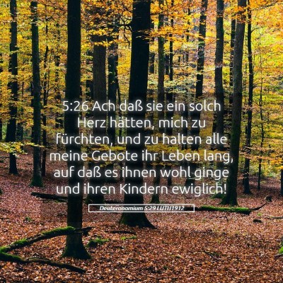 Picture 05 - Deuteronomium 5:29 LUTH1912 - 5:26 Ach daß sie ein solch Herz hätten, mich zu - Bible Verse Picture
