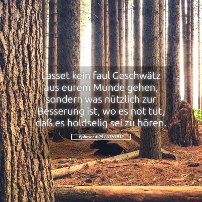 Picture 05 - Epheser 4:29 LUTH1912 - Lasset kein faul Geschwätz aus eurem Munde - Bible Verse Picture