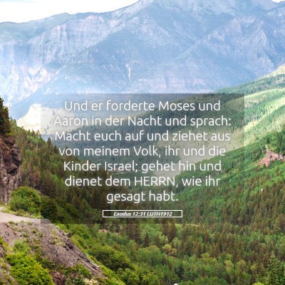Picture 05 - Exodus 12:31 LUTH1912 - Und er forderte Moses und Aaron in der Nacht und - Bible Verse Picture