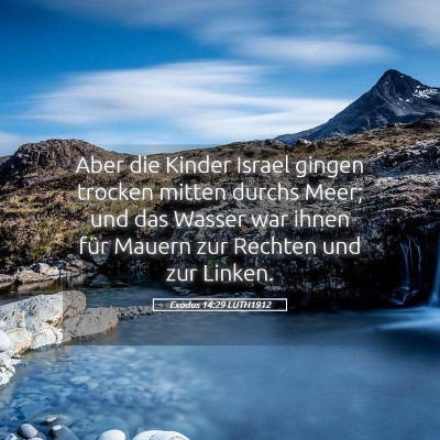 Picture 05 - Exodus 14:29 LUTH1912 - Aber die Kinder Israel gingen trocken mitten - Bible Verse Picture