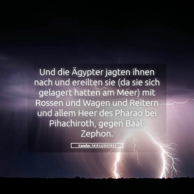 Picture 05 - Exodus 14:9 LUTH1912 - Und die Ägypter jagten ihnen nach und ereilten - Bible Verse Picture