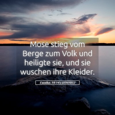 Picture 05 - Exodus 19:14 LUTH1912 - Mose stieg vom Berge zum Volk und heiligte sie, - Bible Verse Picture