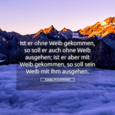 Picture 05 - Exodus 21:3 LUTH1912 - Ist er ohne Weib gekommen, so soll er auch ohne - Bible Verse Picture