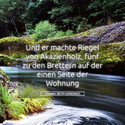 Picture 05 - Exodus 36:31 LUTH1912 - Und er machte Riegel von Akazienholz, fünf zu - Bible Verse Picture