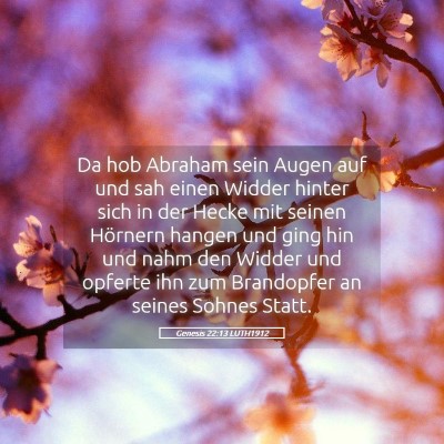Picture 05 - Genesis 22:13 LUTH1912 - Da hob Abraham sein Augen auf und sah einen - Bible Verse Picture