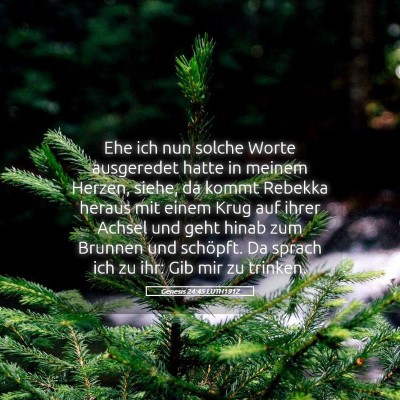 Picture 05 - Genesis 24:45 LUTH1912 - Ehe ich nun solche Worte ausgeredet hatte in - Bible Verse Picture