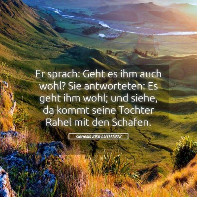 Picture 05 - Genesis 29:6 LUTH1912 - Er sprach: Geht es ihm auch wohl? Sie - Bible Verse Picture