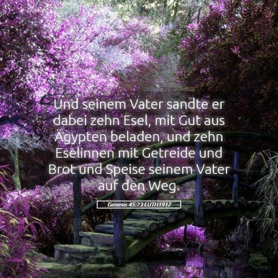 Picture 05 - Genesis 45:23 LUTH1912 - Und seinem Vater sandte er dabei zehn Esel, mit - Bible Verse Picture