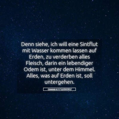 Picture 05 - Genesis 6:17 LUTH1912 - Denn siehe, ich will eine Sintflut mit Wasser - Bible Verse Picture
