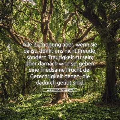 Picture 05 - Hebräer 12:11 LUTH1912 - Alle Züchtigung aber, wenn sie da ist, dünkt - Bible Verse Picture