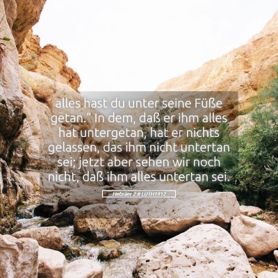 Picture 05 - Hebräer 2:8 LUTH1912 - alles hast du unter seine Füße getan.” In - Bible Verse Picture