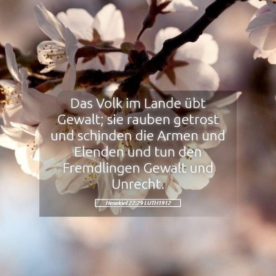 Picture 05 - Hesekiel 22:29 LUTH1912 - Das Volk im Lande übt Gewalt; sie rauben getrost - Bible Verse Picture